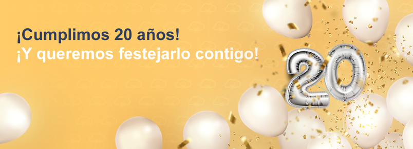 ¡Cumplimos 20 años y queremos festejarlo contigo!